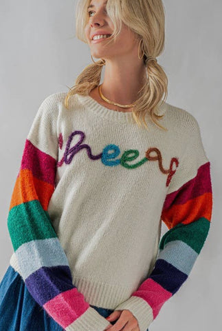 Debut CHEERS Striped  Sleeve Sweater