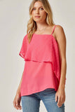 Andree by Unit Pink Sorbet Swiss Dot Mixed Shoulder Top