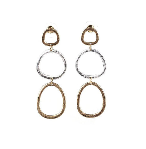 Meghan Browne Vern Mixed Metal Tri-Circle Drop Post Earrings